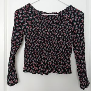 2/$10🔥 Justice Girls Size 8 Floral Smocked Top Black